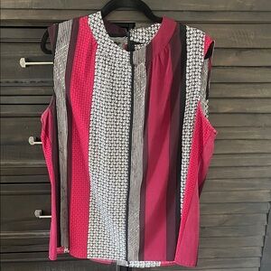 Alfani red, burgundyand Black Striped Blouse
